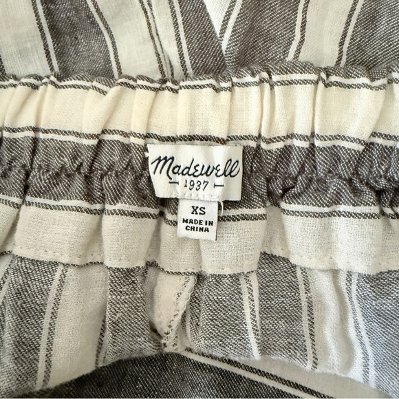 Madewell Huston Smocked Linen Blend Stripe Crop Pull On Pants - Picture 6 of 6